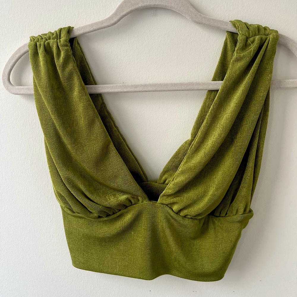 Green shimmer crop top. Perfect for summer! Never worn.